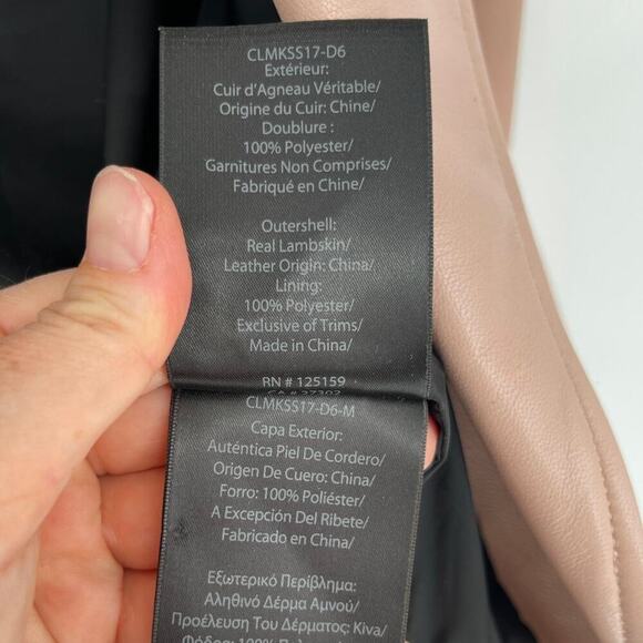 Mackage Blush Pink Baya Lamb Leather Biker Moto Motorcycle Jacket size Small - Picture 11 of 12